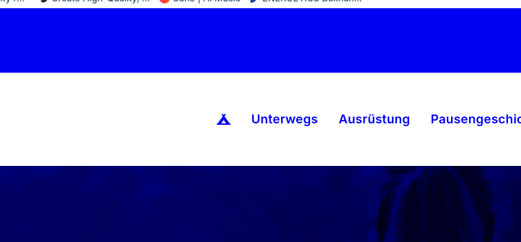 eine blau-weiße Webseite mit dem Wort „Basislager“ darauf